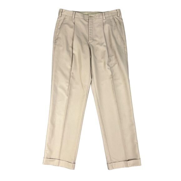 Nike Golf Pants 34 Beige Pleated Front Dri Fit Performance Lightweight Chino - Picture 1 of 16